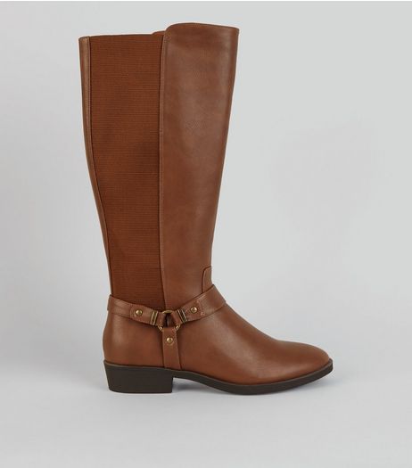 Tan Stirrup Knee High Boots | New Look