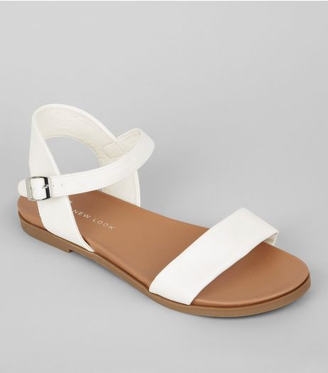 Wide Fit White Open Toe Sandals | New Look