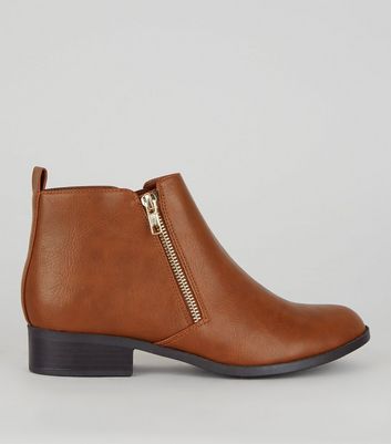 tan side zip boots