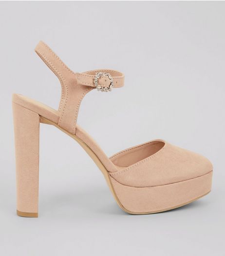 Nude Pink Suedette Platform Court Shoes | New Look