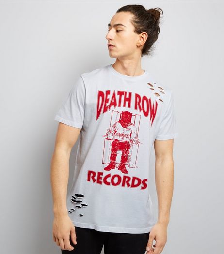 White Ripped Death Row Records T-Shirt | New Look