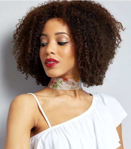 White Floral Print Chiffon Choker | New Look