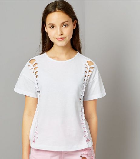Teens White Knot Side T-Shirt | New Look