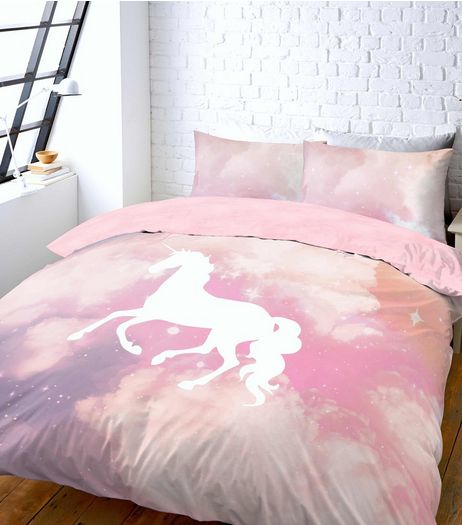 Pink Unicorn Galaxy Tie Dye Double Duvet Set | New Look