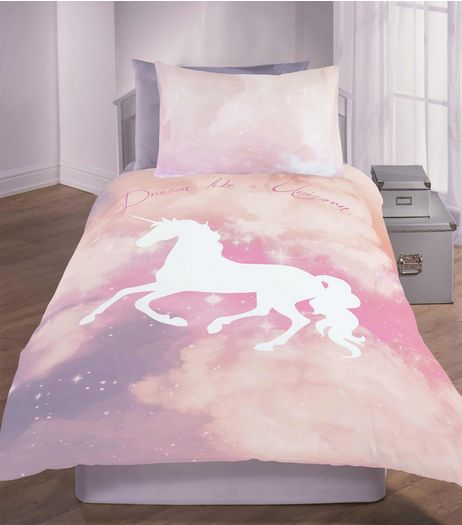 Pink Dream Like A Unicorn Galaxy Tie Dye Single Duvet Set | New Look