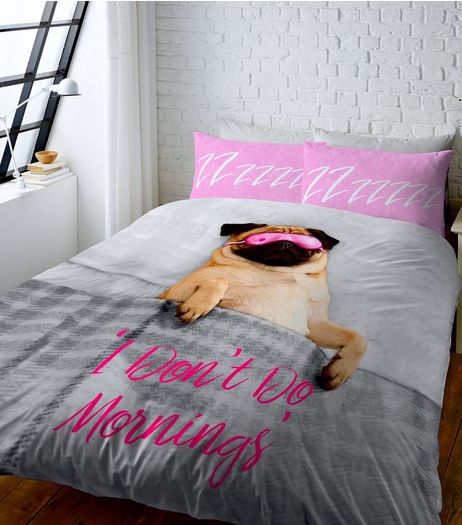 Pink I Don't Do Morning Double Duvet Set | New Look