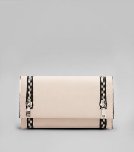 Pink Double Zip Foldover Clutch | New Look