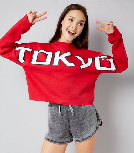 Teens Red Tokyo Cut Out Shoulder Jumper | New Look
