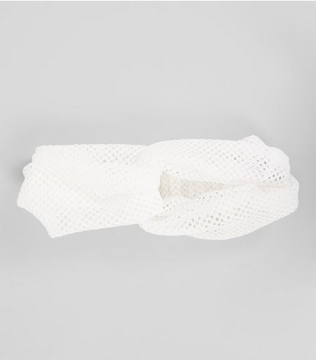 White Mesh Twist Front Headband | New Look