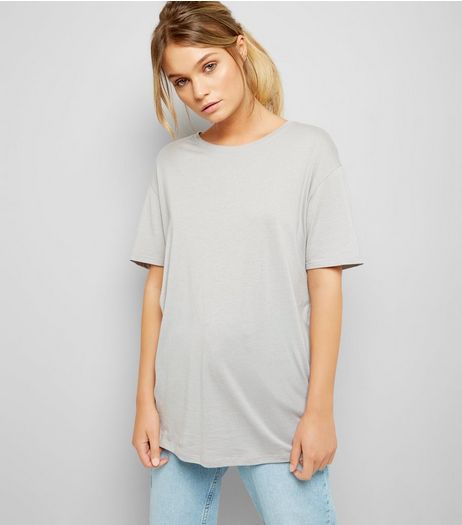 Grey Corset Back Longline T-Shirt | New Look