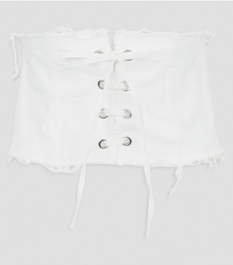 Cameo Rose White Frayed Corset Belt | New Look
