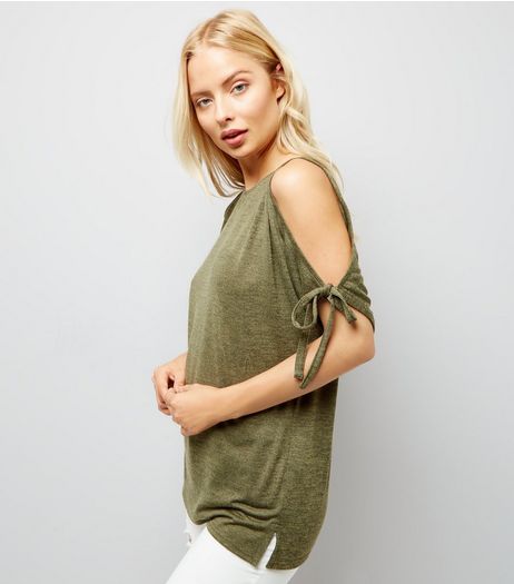 Khaki Cold Shoulder Top | New Look