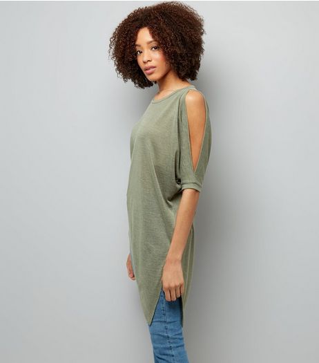 Khaki Cold Shoulder Top | New Look