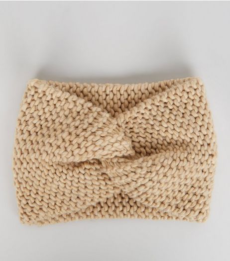 Nude Pink Knit Twist Front Headband | New Look