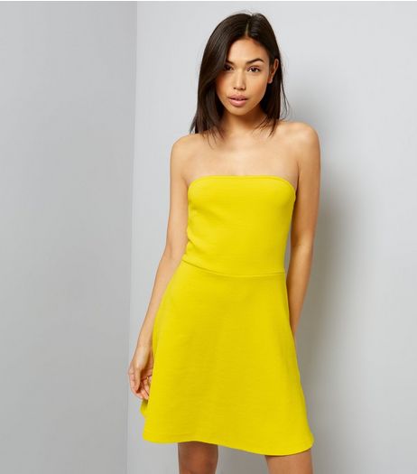 Yellow Bandeau Skater Dress | New Look
