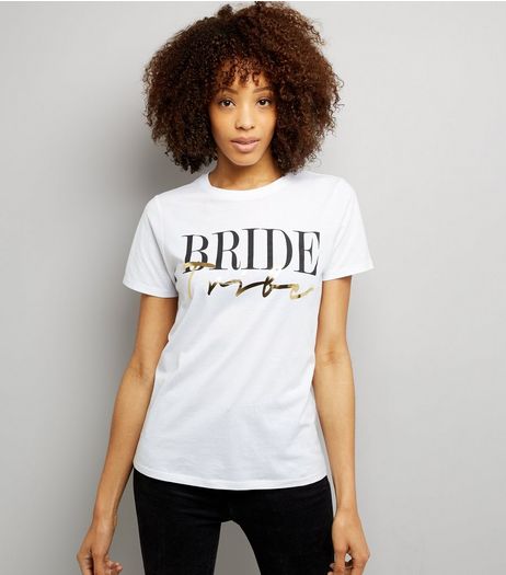 White Metallic Bride Tribe T-Shirt | New Look