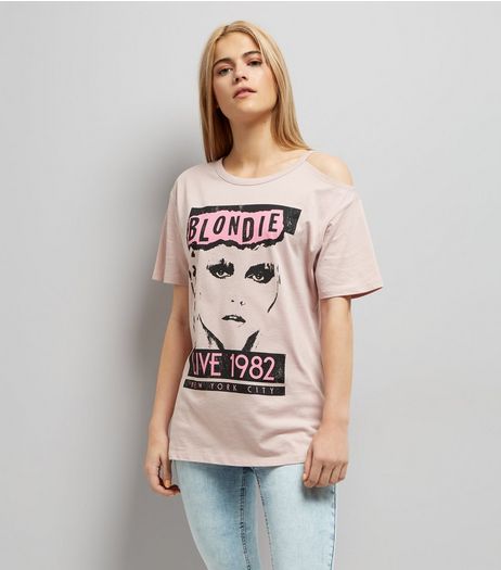 Pink Blondie Print Cold Shoulder T-Shirt | New Look
