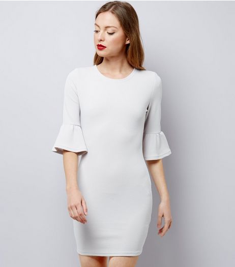 AX Paris Grey Bell Sleeve Dress | New Look