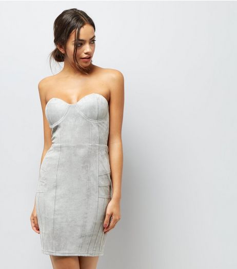 AX Paris Grey Bandeau Dress | New Look