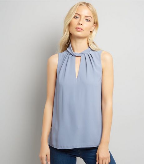 Grey Twist Choker Neck Top | New Look