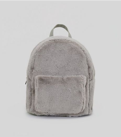 Grey Faux Fur Backpack | New Look