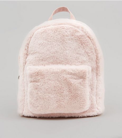 Shell Pink Faux Fur Mini Backpack | New Look