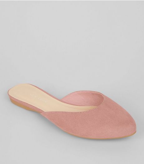 Wide Fit Nude Pink Suedette Mules | New Look
