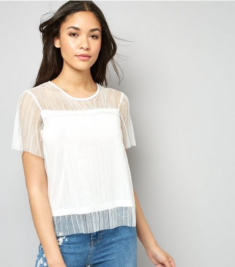 Cameo Rose White Mesh Top | New Look