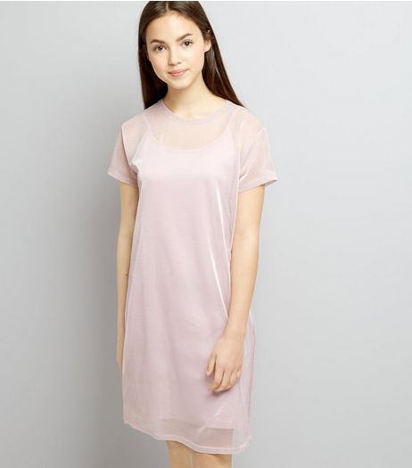 Teens Pink Mermaid Mesh Dress | New Look