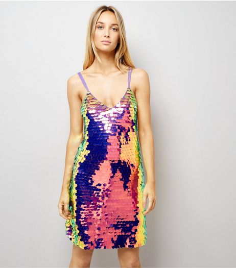 Pink Iridescent Sequin Slip Dress | New Look