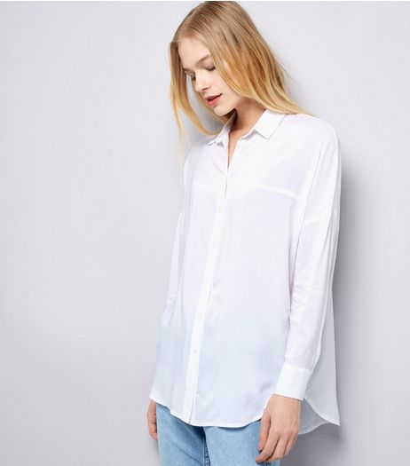 White Drop Sleeve Oversized Shirt | New Look