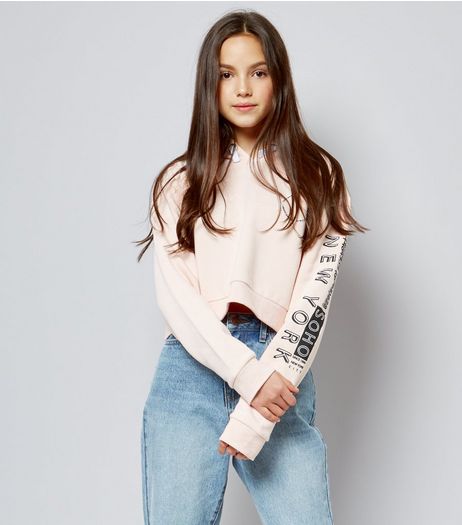 Teens Shell Pink New York Soho Logo Hoodie | New Look