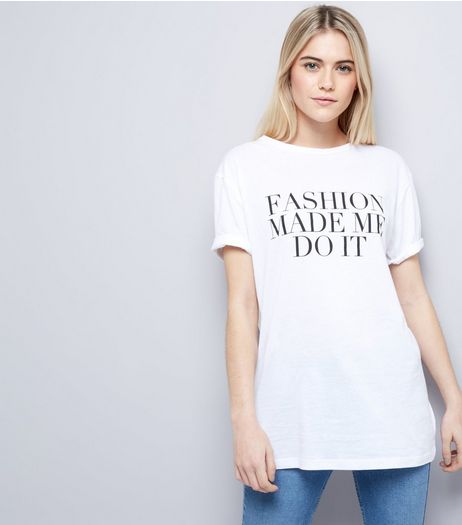 White Slogan Print T-Shirt | New Look