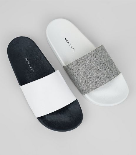 2 Pack White Sliders | New Look