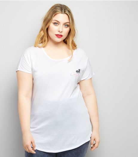 Curves White California Print T-Shirt | New Look