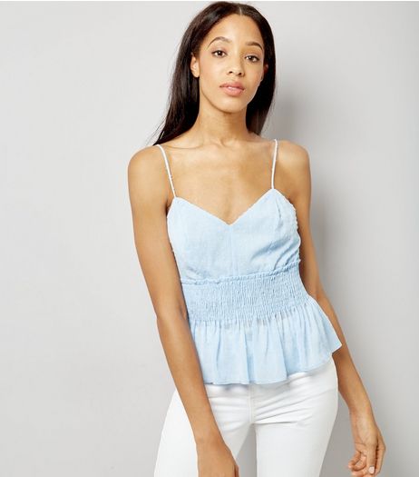 Blue Spot Shirred Cami | New Look