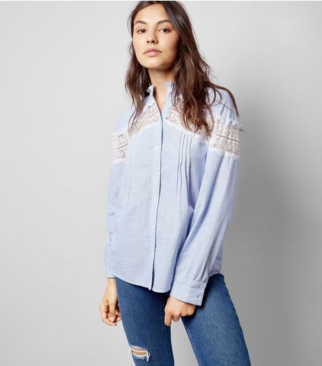 Blue Lace Insert Shirt | New Look