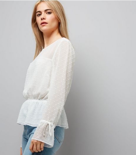 White Spot Textured Chiffon Top | New Look