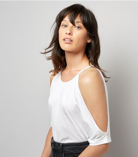 White Cold Shoulder T-Shirt | New Look