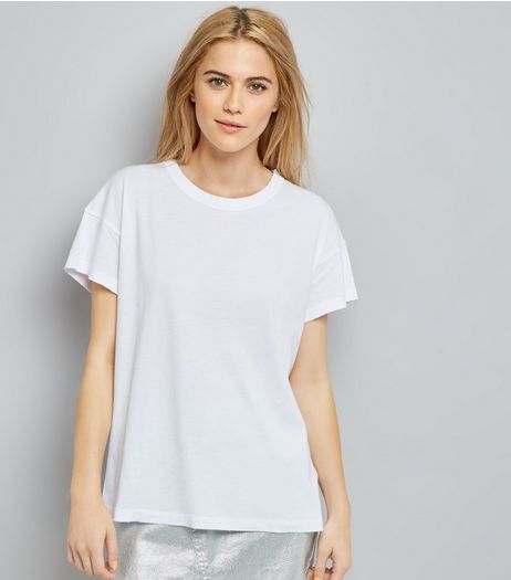 White Distressed Edge T-Shirt | New Look