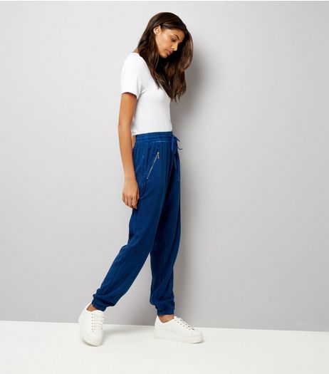 Blue Vanilla Blue Tie Waist Joggers | New Look