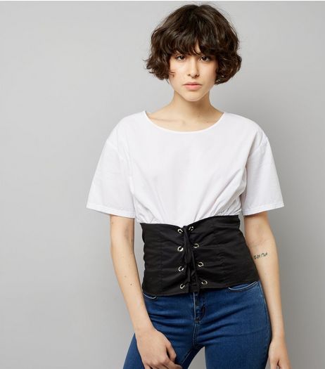 Cameo Rose White Corset Hem Top | New Look