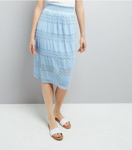 Cameo Rose Blue Crochet Lace Trim Maxi Skirt | New Look