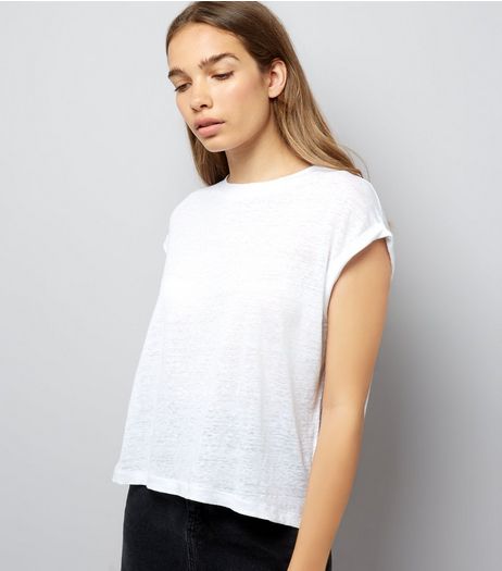White Linen T-Shirt | New Look