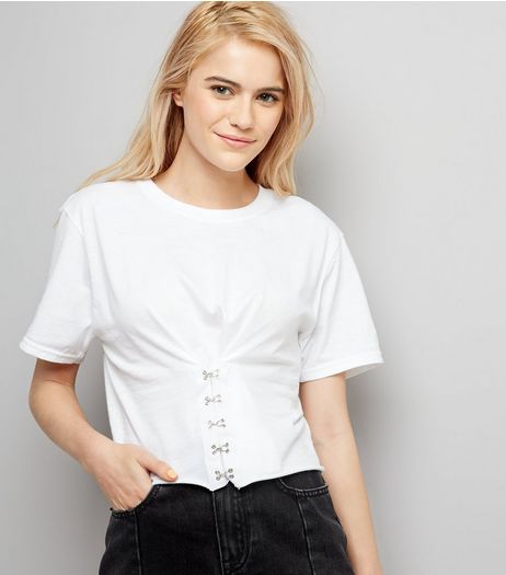 White Hook and Eye Corset T-Shirt | New Look