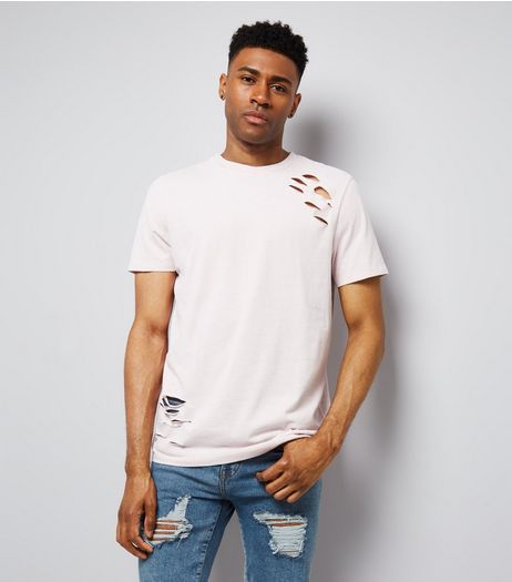 Pink Ripped Washed T-Shirt | New Look