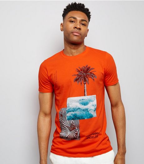Orange Palm Tree Print T-Shirt | New Look