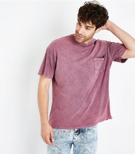 Pink Acid Wash Front Pocket T-Shirt | New Look