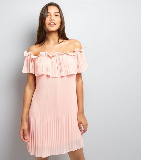 Cameo Rose Shell Pink Bardot Neck Dress | New Look