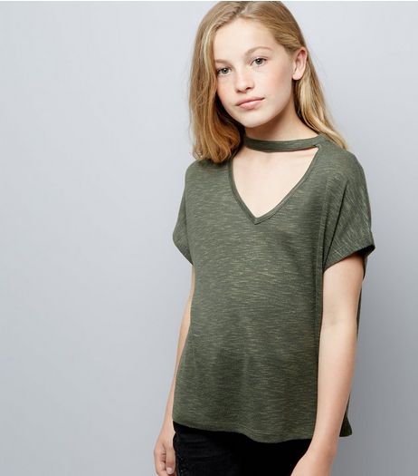 Teens Green Choker Neck T-Shirt | New Look